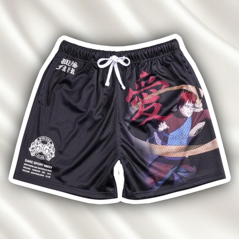 Darc-sport Men's Grey Shorts Gaara Naruto Collab
